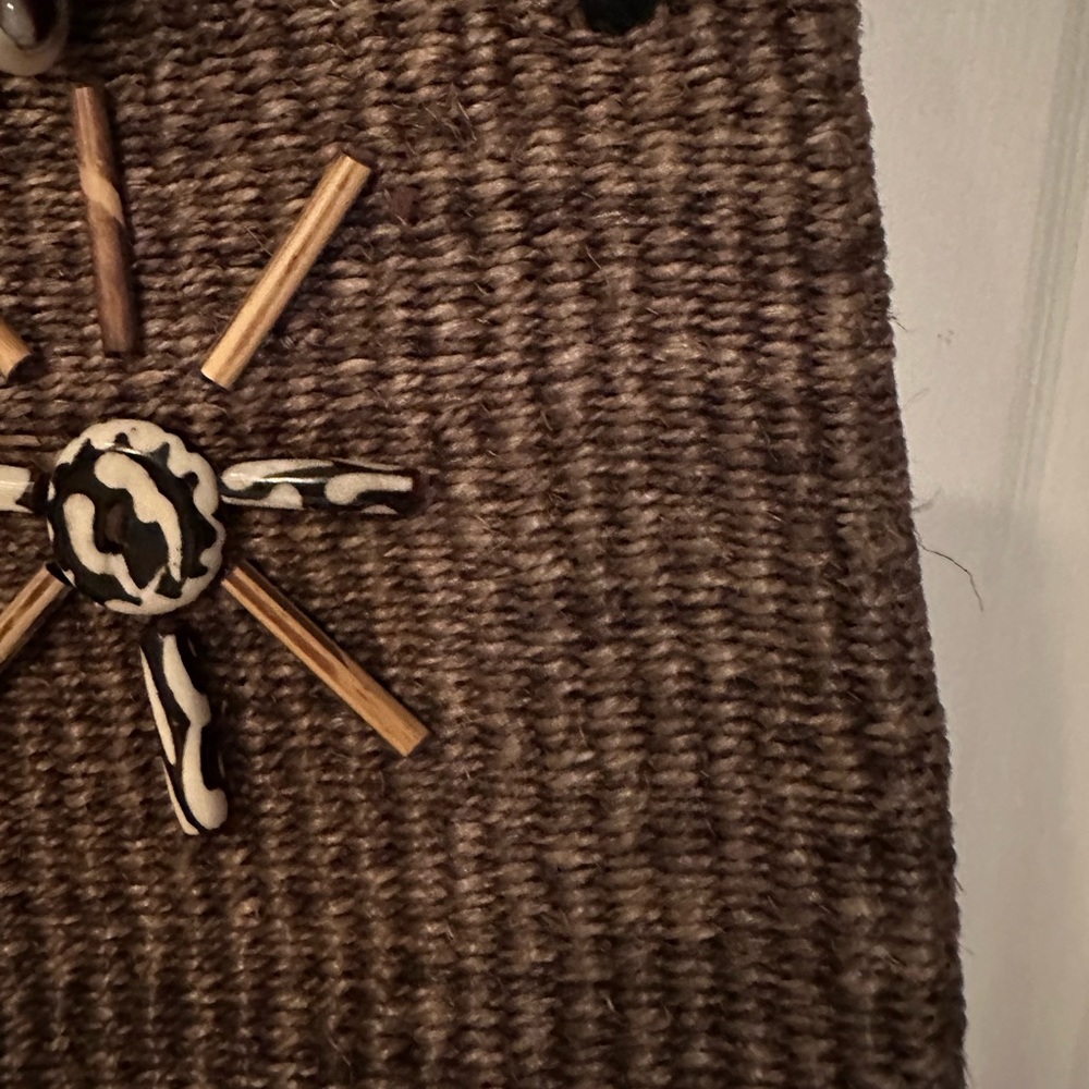 Burlap type Shell Shoulder Bag - Picture 2 of 7